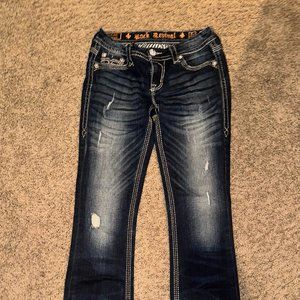 Rock Revival Drew Boot Cut Rhinestone Embellished Embroidered Denim Jeans